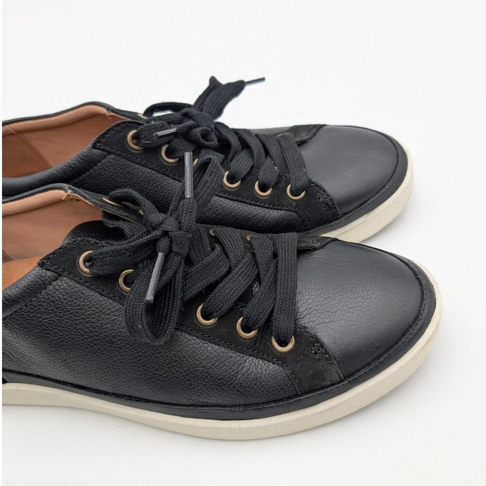 Vionic Black Leather & Suede Sneakers with Cream Sole - Picture 11 of 13
